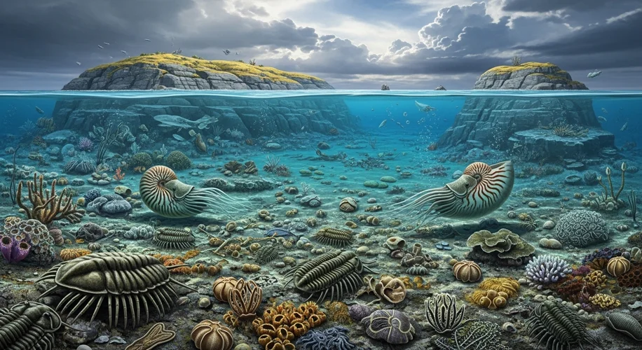 An artistic representation of the Late Ordovician period