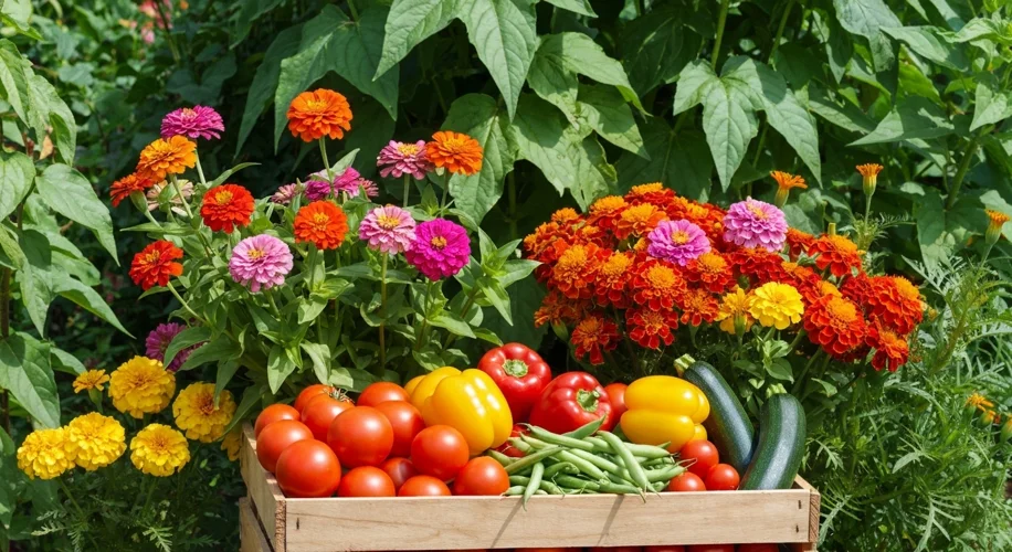 Colorful Garden Harvest: Vegetables and Flowers from My Backyard