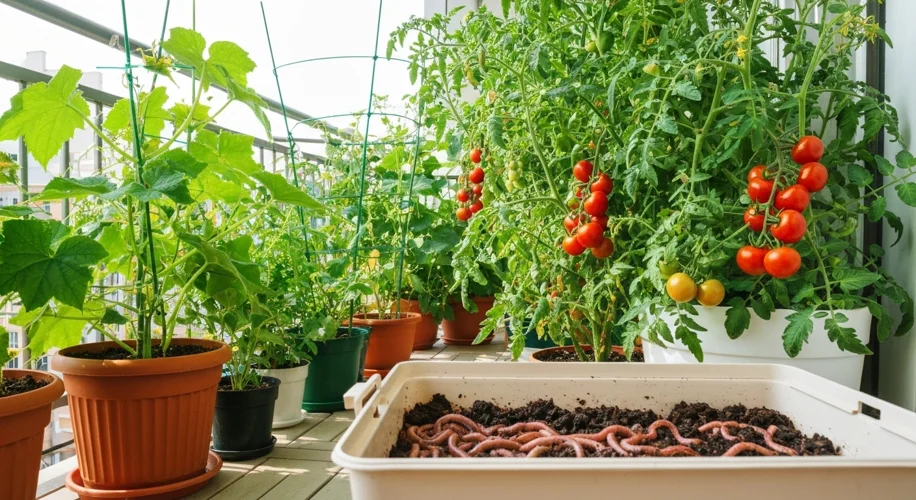 My First Balcony Garden: Organic Success with Worms and Veggies