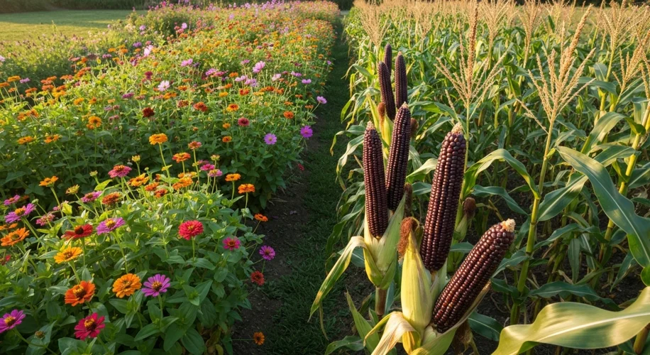 My Garden's Colorful Encore: Flowers and Gem Corn Shine!