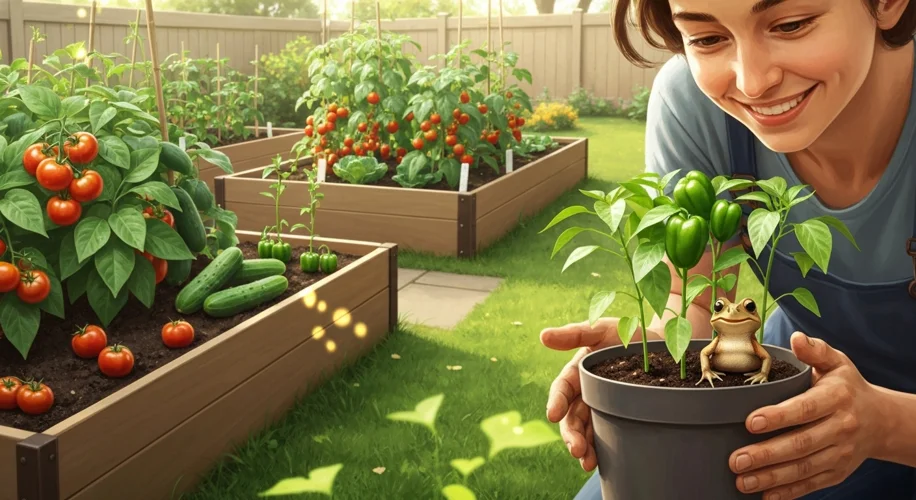 Gardener Finds Toad in Pepper Seedling Pot: Unexpected Garden Guest