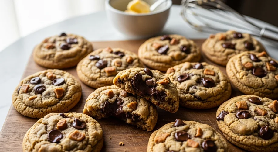 Homemade Brown Butter Chocolate Chip Toffee Cookies Recipe